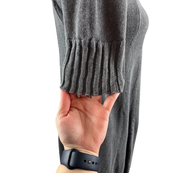 J. Jill Linen Blend Midi Dress Gray XS Petite Lagenlook Oversized Short Sleeve - Picture 4 of 10